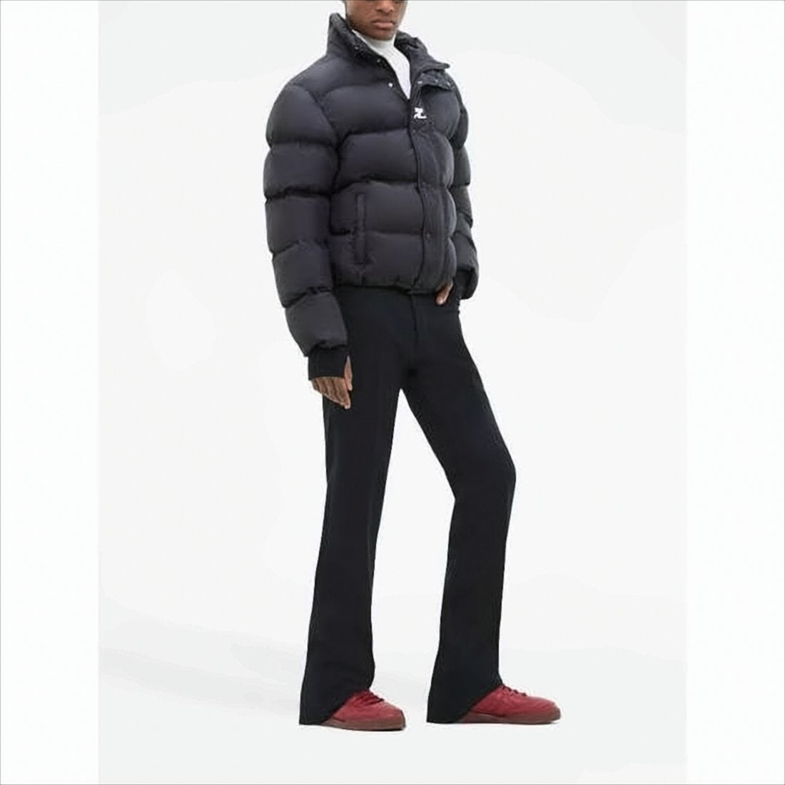 Quilted Down Coat with High Collar
