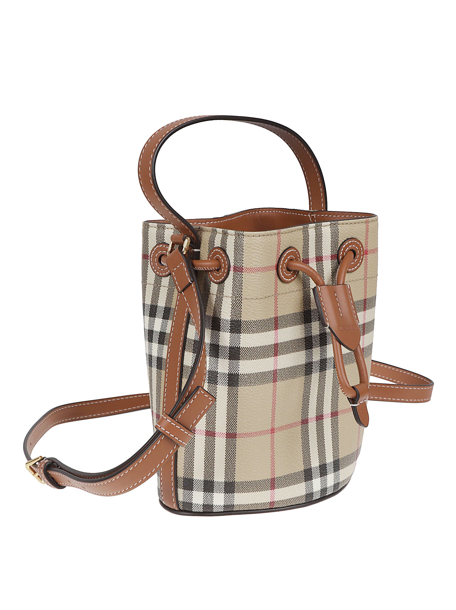Coated Canvas Bucket Bag with Burberry Check Pattern