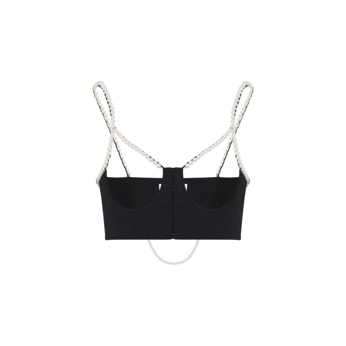 Structured Black Top With Pearl Straps