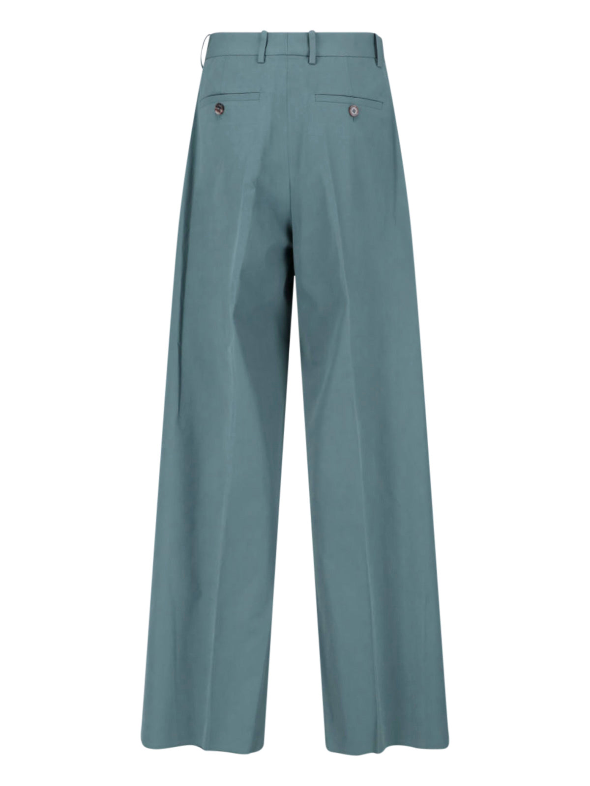 Blue Mid-Rise Straight-Leg Cotton Trousers