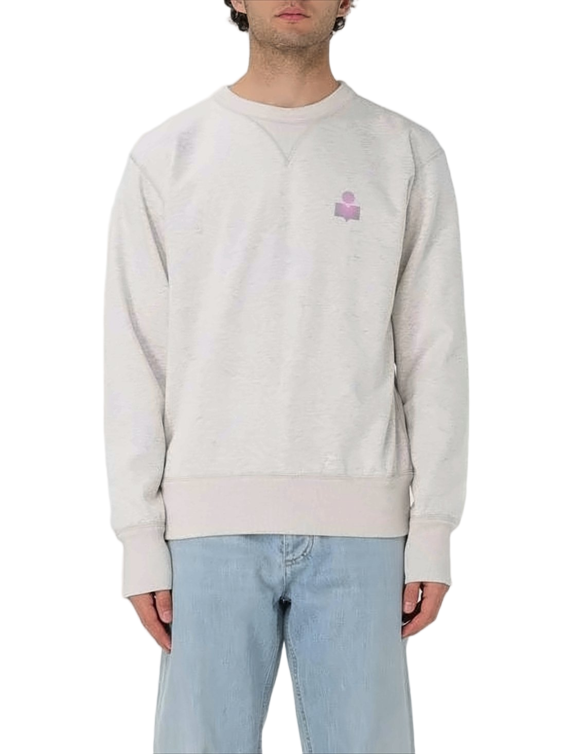 Subtle Grey Sweatshirt with Ribbed Details