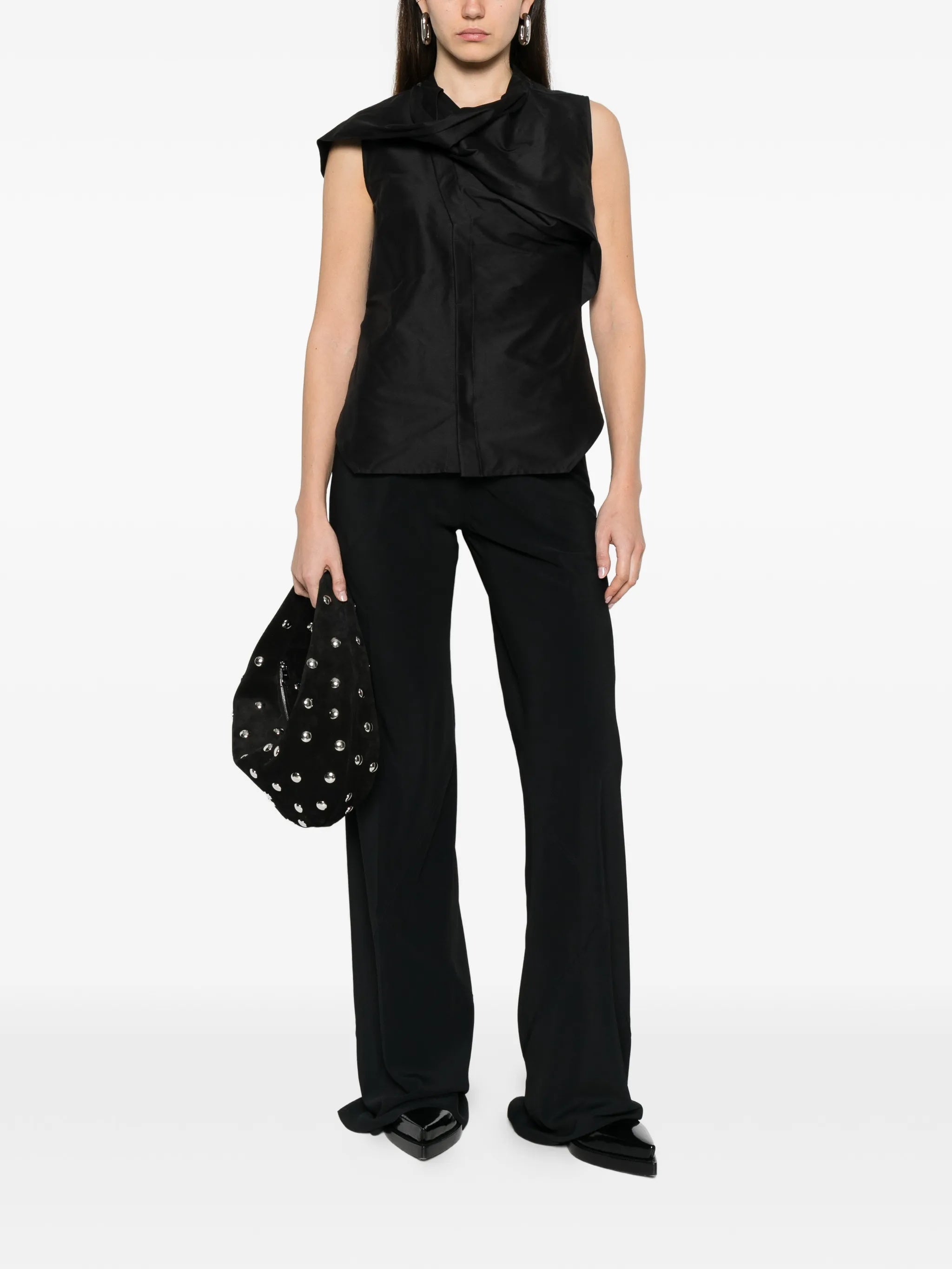 Bias Pantaloni Black Wide-Leg Trousers