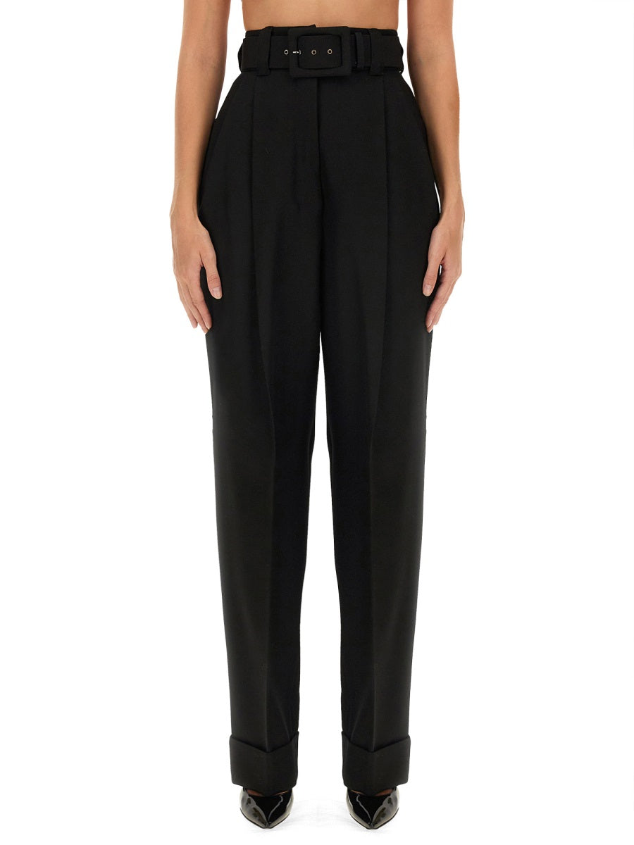 Tailored Virgin Wool Pants with Straight Leg Silhouette
