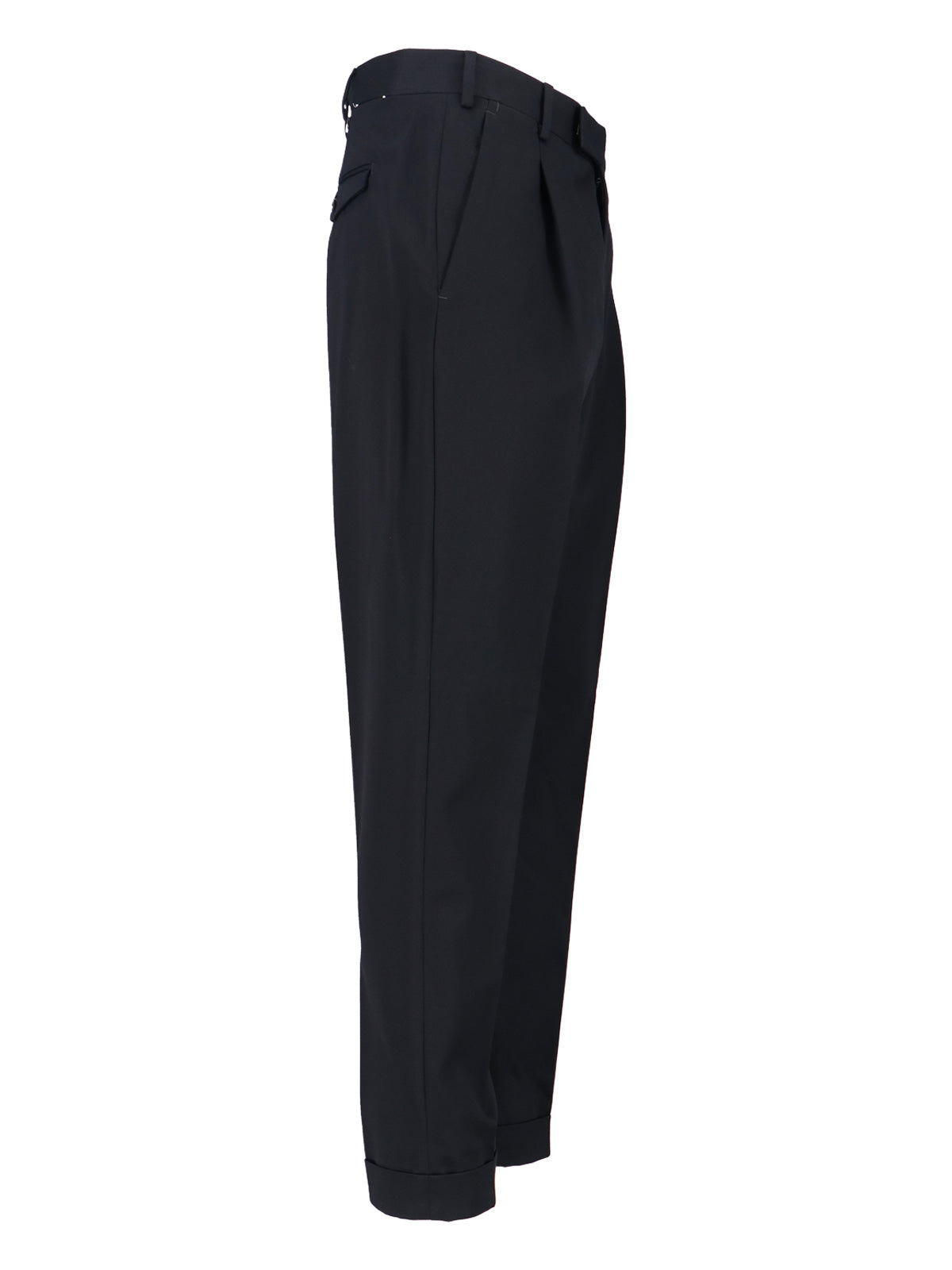 Mid-Rise Virgin Wool Trousers with Cuffed Hem