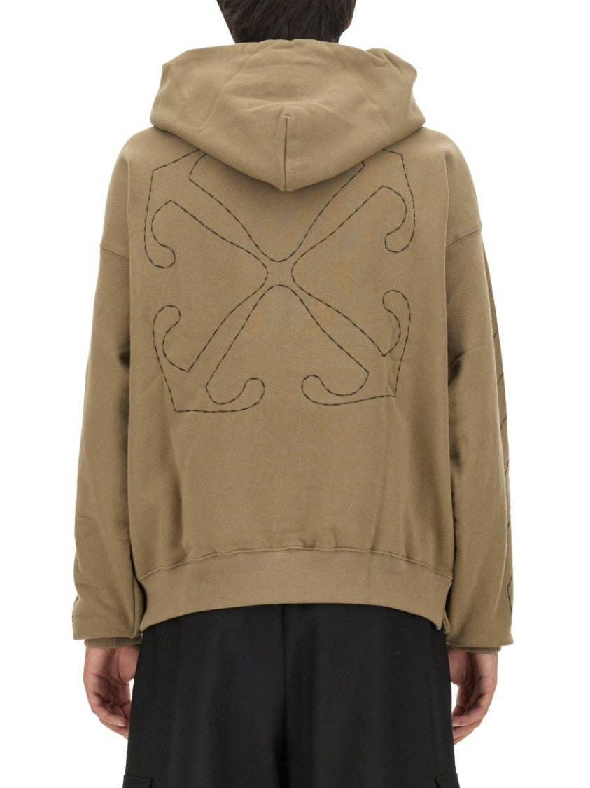Oversized Sweatshirt With Arrow Embroidery And Hood