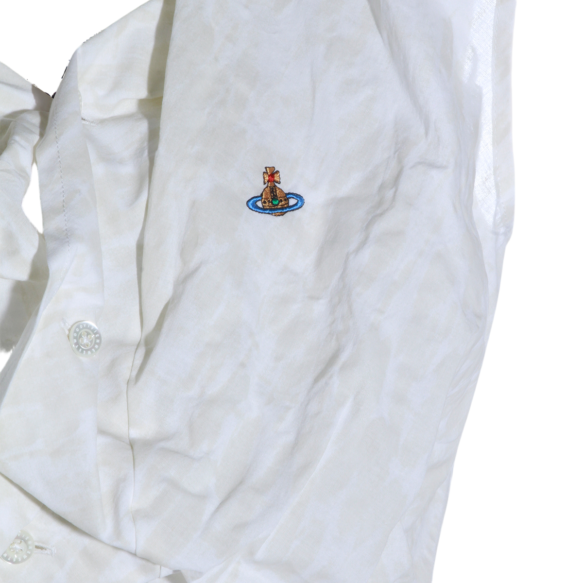 Sleeveless White Shirt with Draped Front