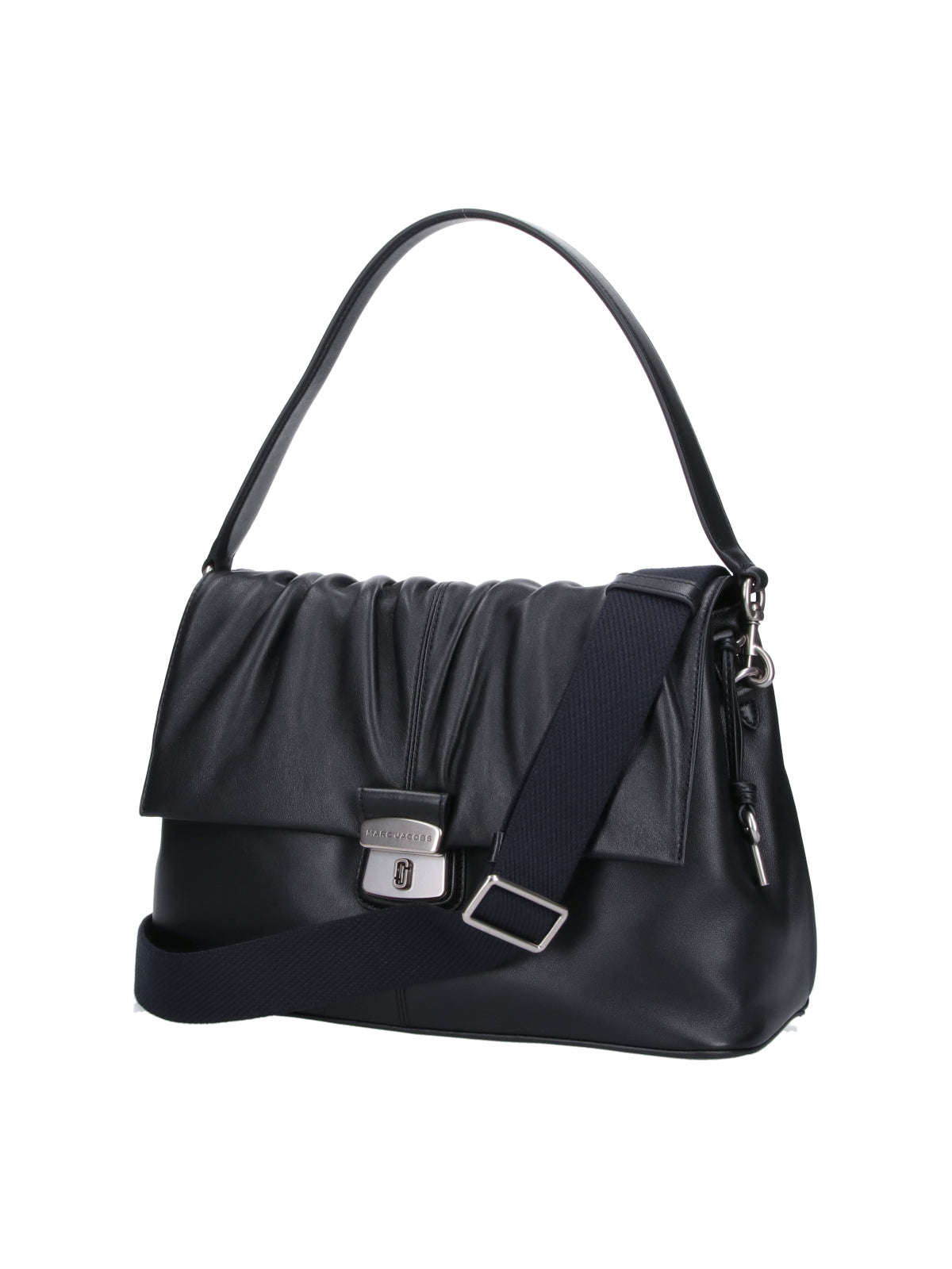 Black The Messenger Gathered Leather Bag