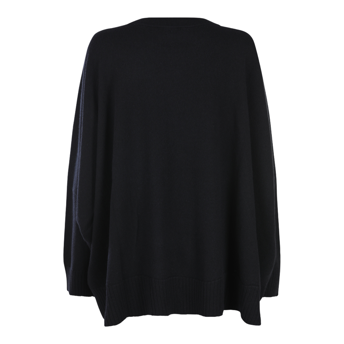 Loose-Fitting Black Sweater with Asymmetrical Hemline