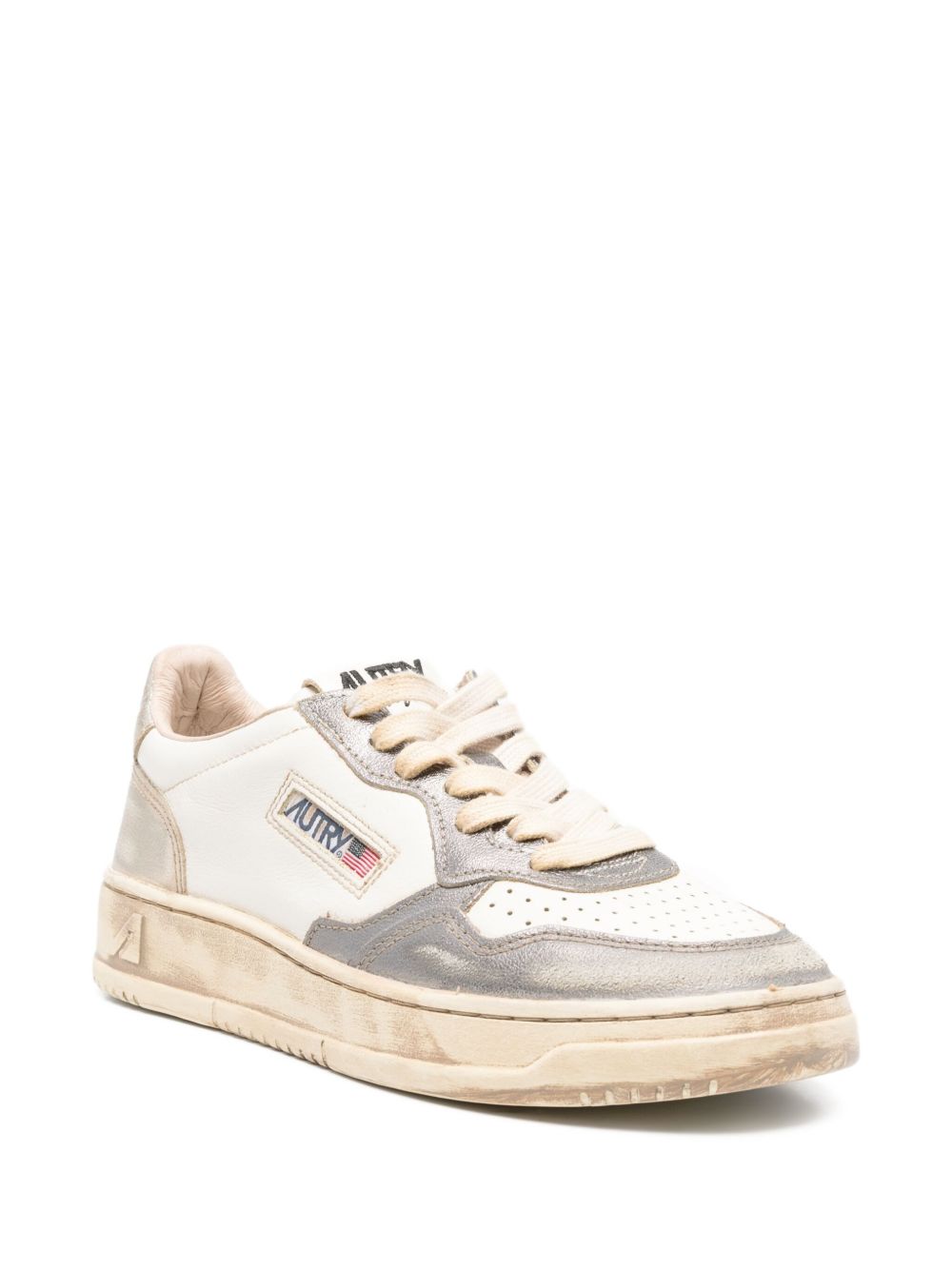 White Low-Top Sneakers With Perforated Design