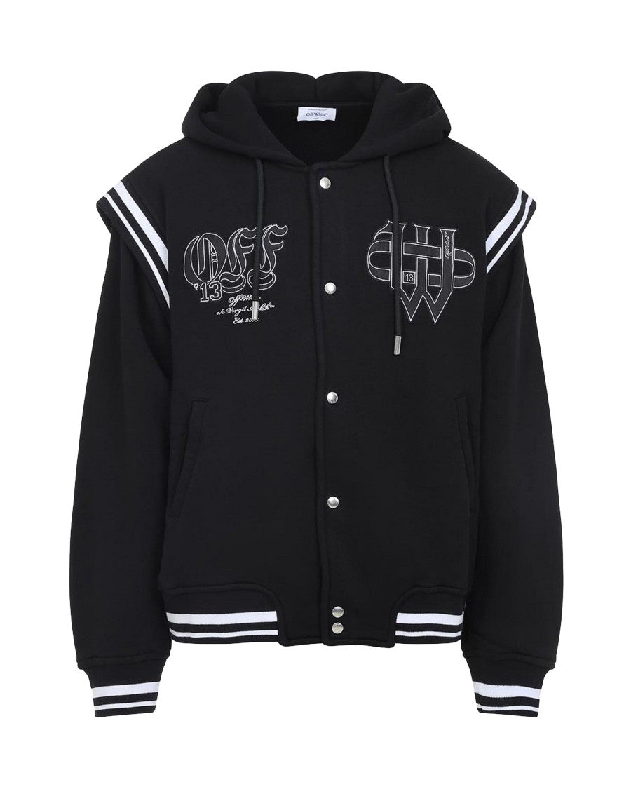 Fleece Varsity Jacket With Gothic Logo Patches