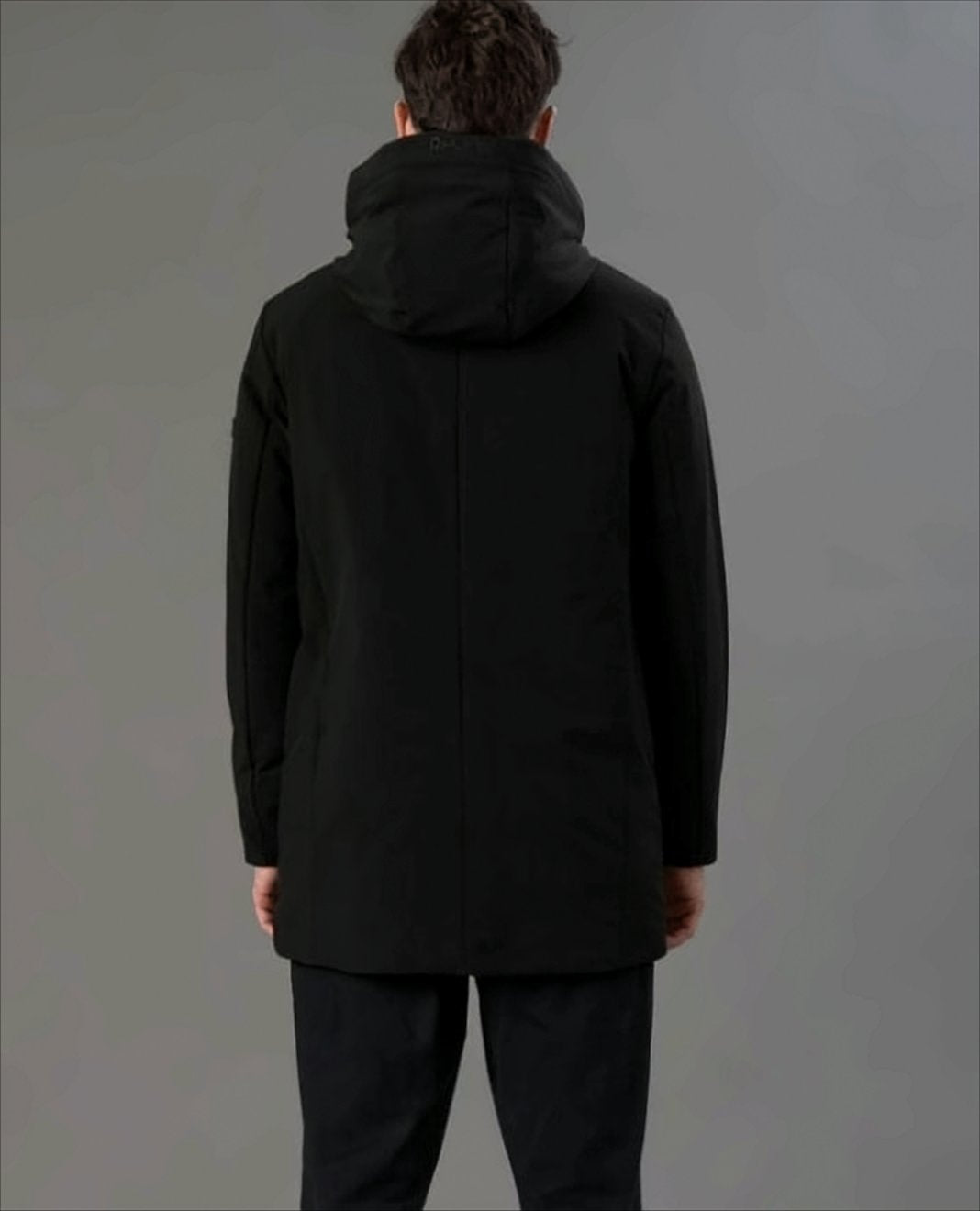 Hooded Black Jacket With Zip Closure