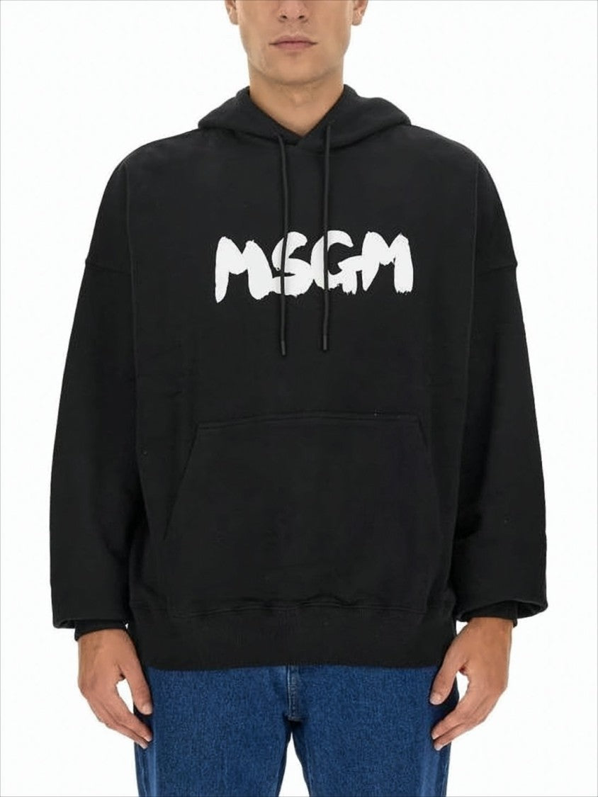 Relaxed Fit Black Hoodie With Bold Logo