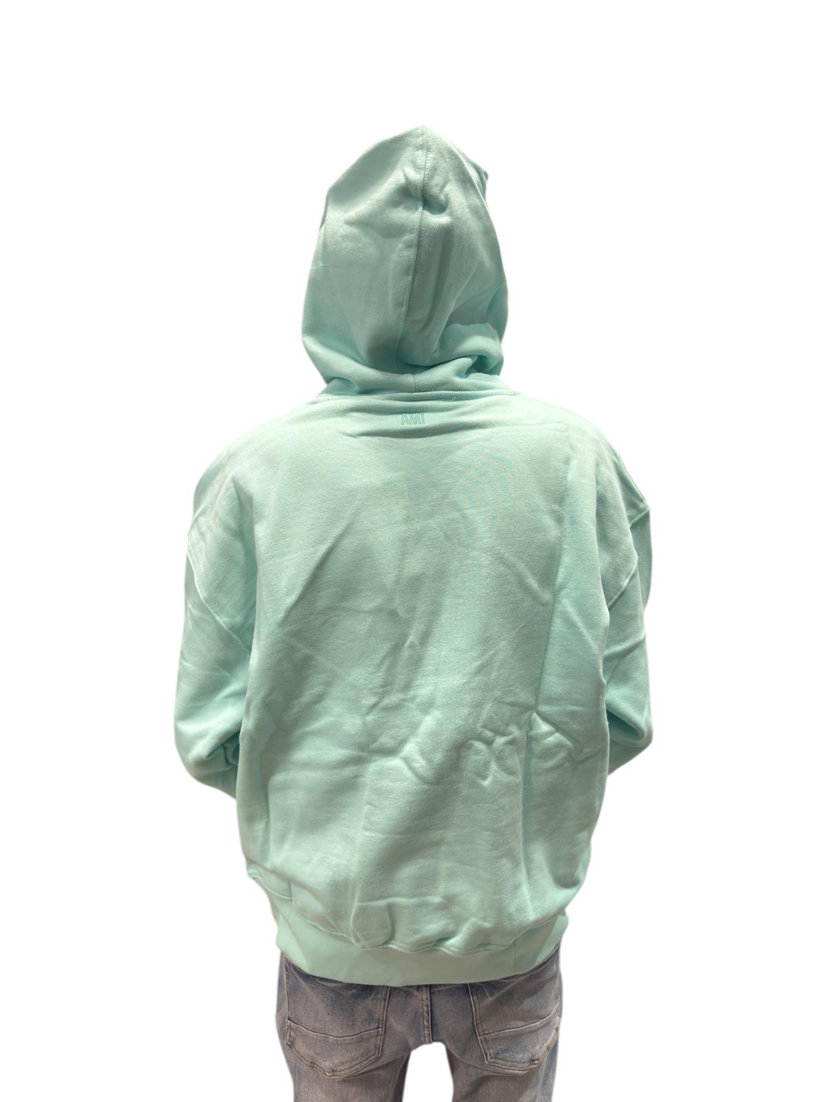 Light Mint Green Large Heart-Emblem Hooded Sweatshirt