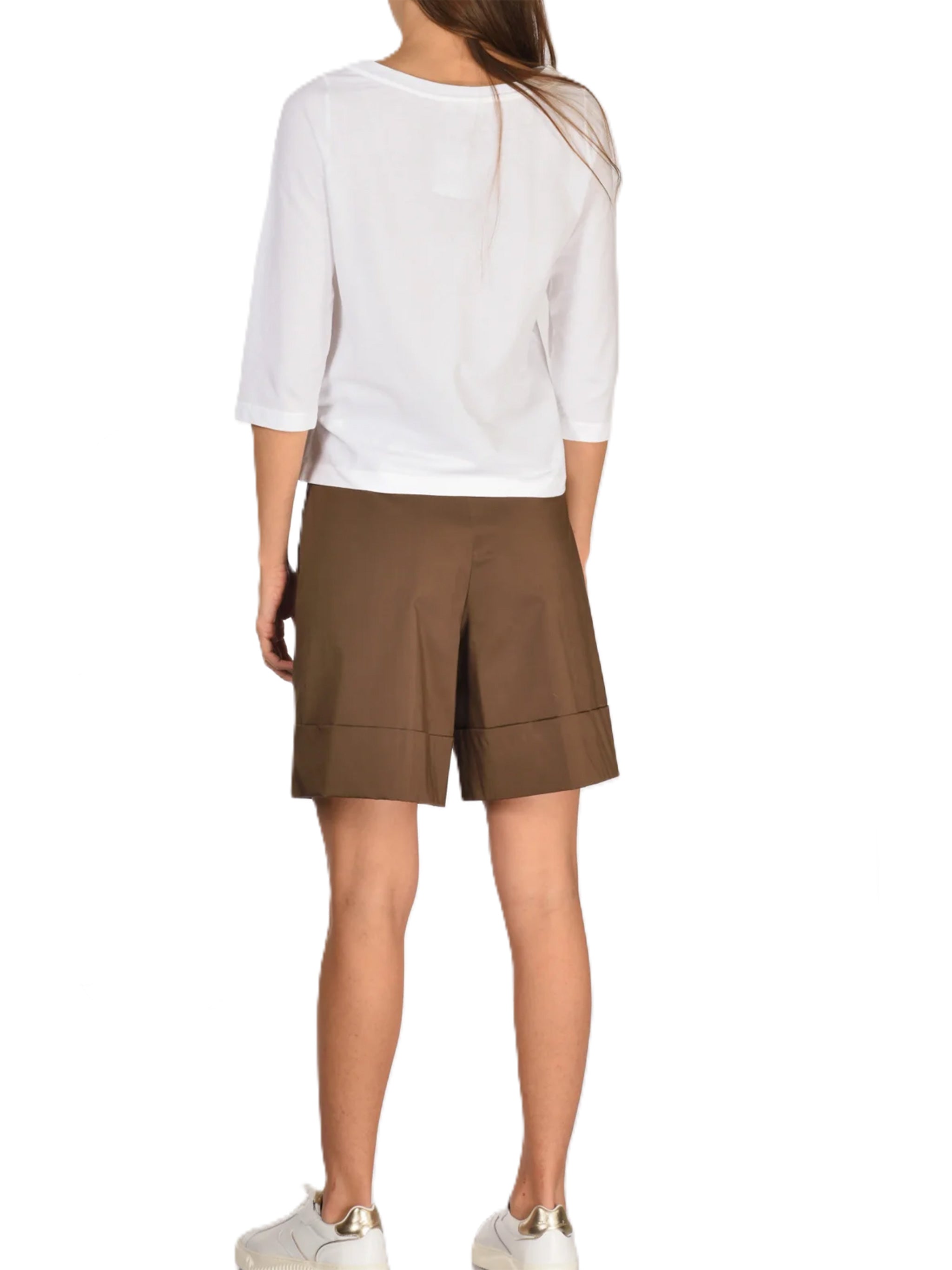 Cotton Cropped Boat Neck Fabric Top