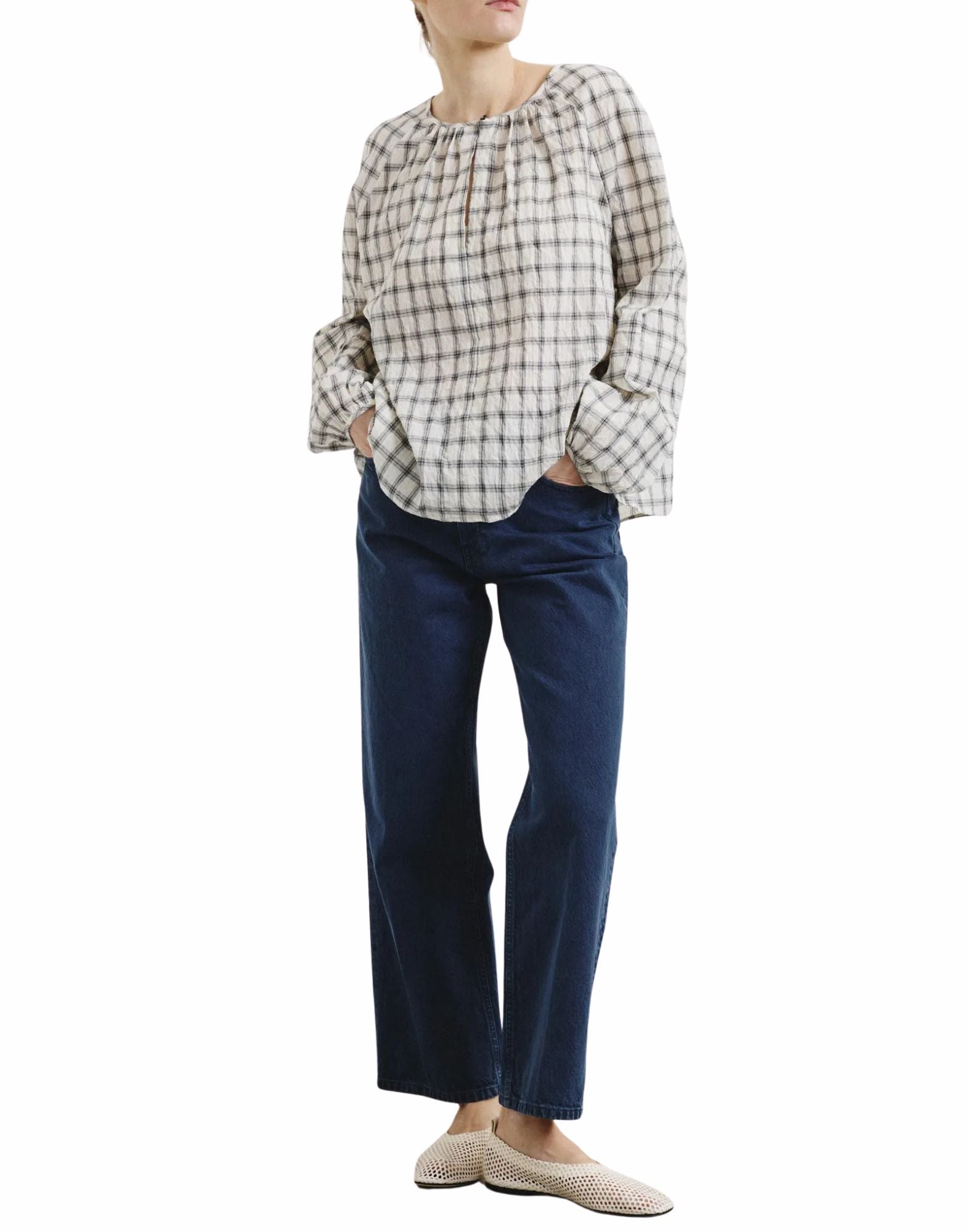 Checked Cotton Blouse In Butter