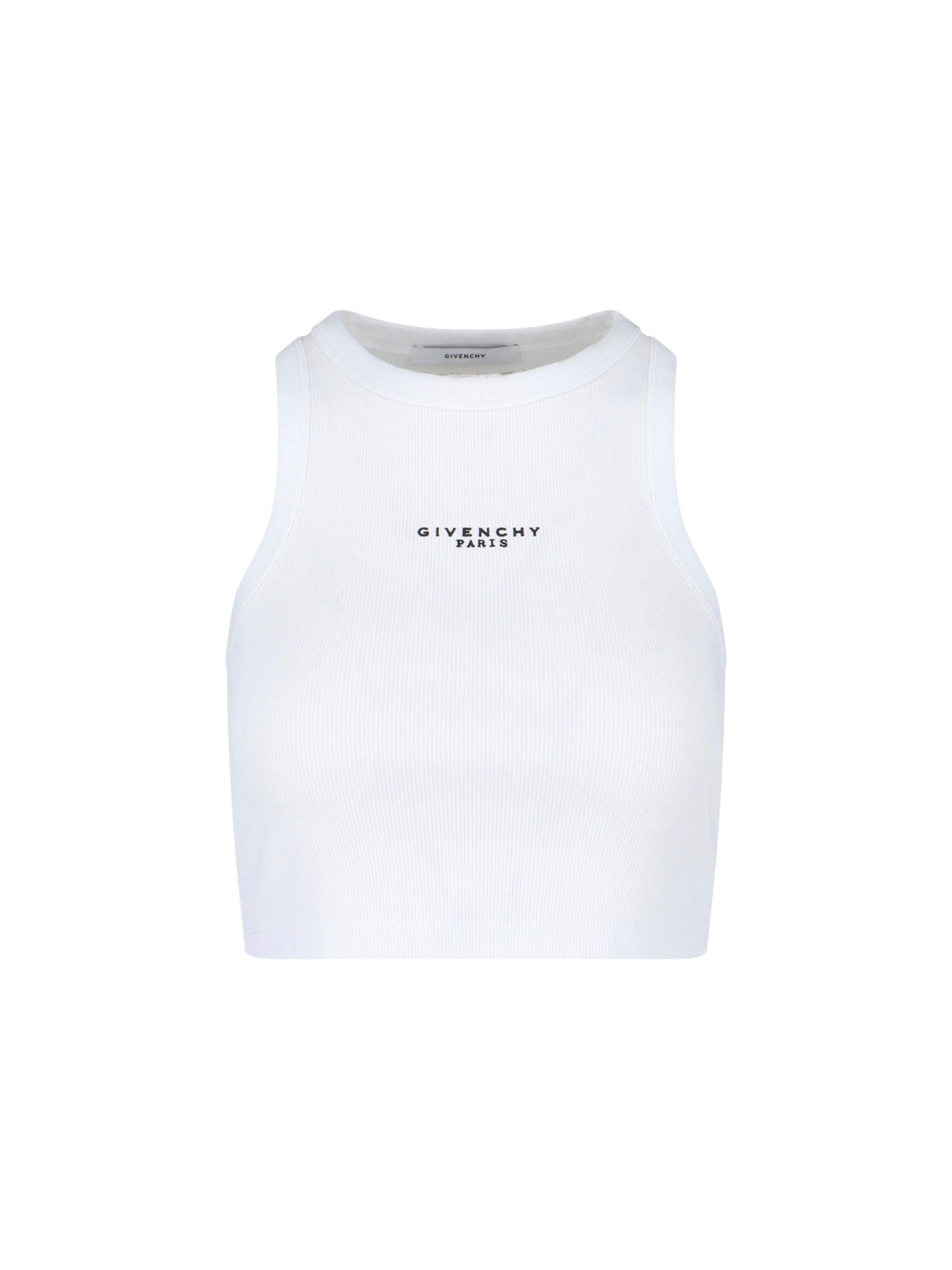 White Ribbed Stretch Cotton Tank Top