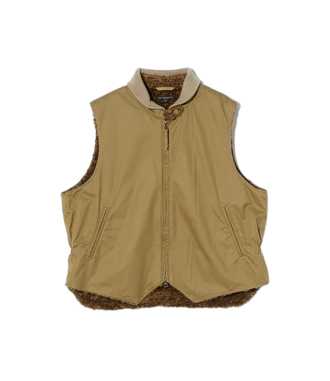Sleeveless Brown Vest With High Collar