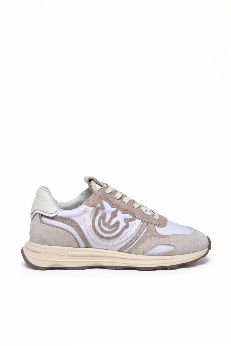 Cow Leather Fiber Sneakers - White/Beige