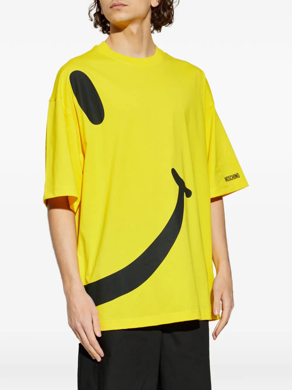 Relaxed Fit Yellow T-Shirt With Bold Smiley Graphic