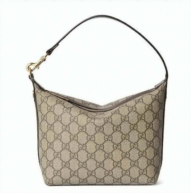 Canvas Shoulder Bag with Monogram Pattern