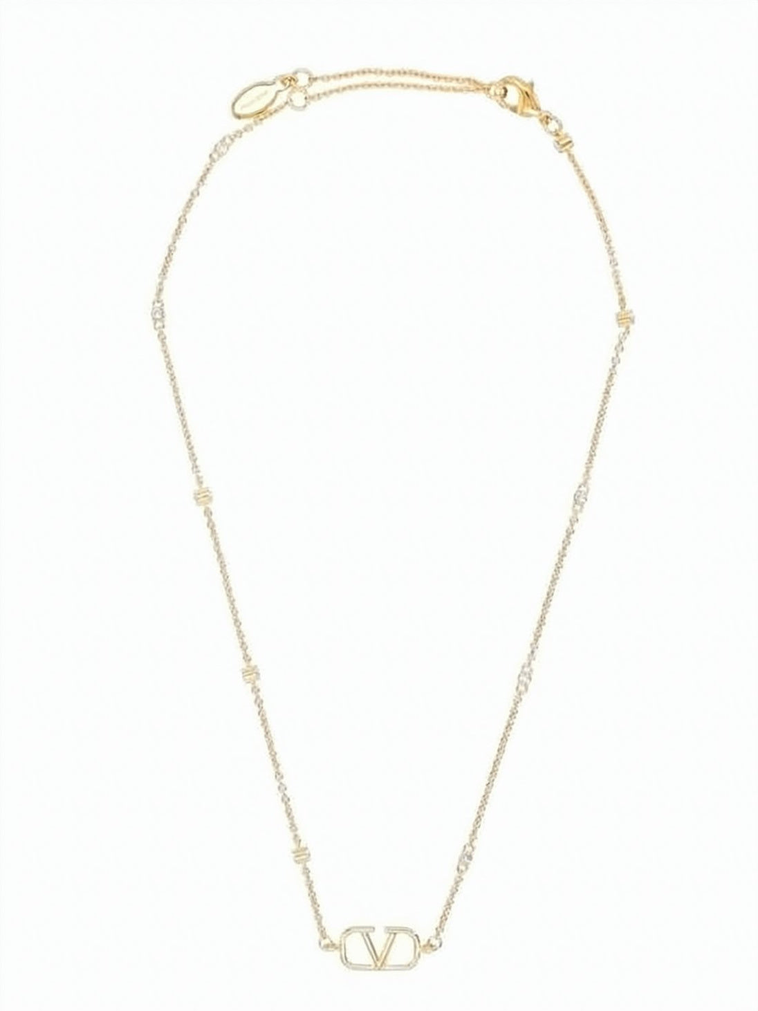 Gold-Tone Necklace With Cut-Out 'V' Pendant