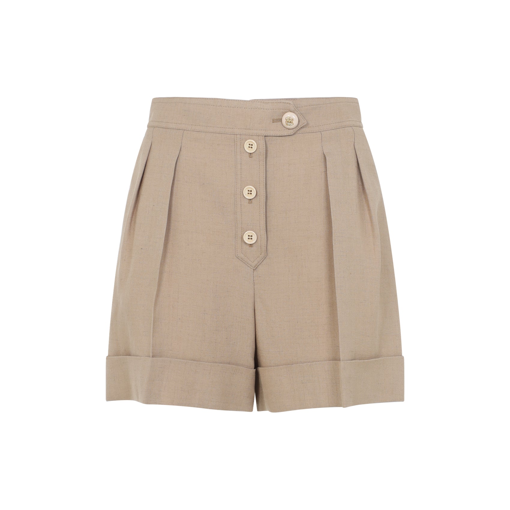 High-Waisted Tailored Shorts With Buttoned Front