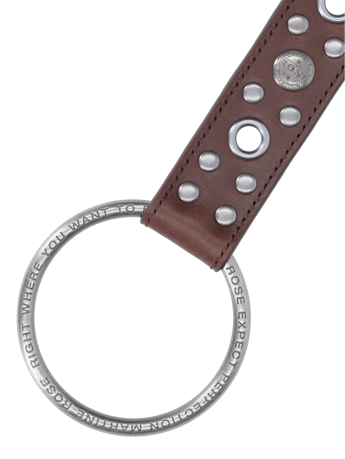 Brown Studded Leather Strap Keychain Charm