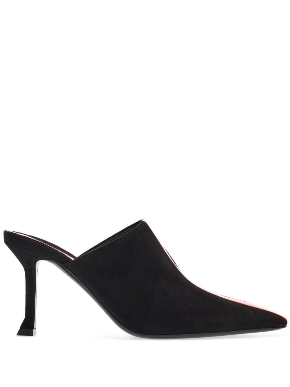 85mm Black Goat Suede Mules