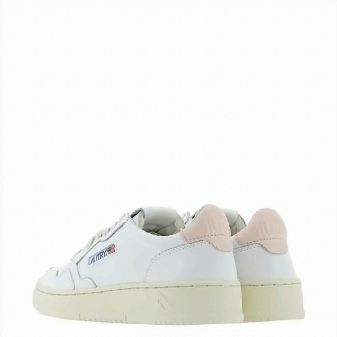 Minimalist White Leather Sneakers with Pastel Heel Detail
