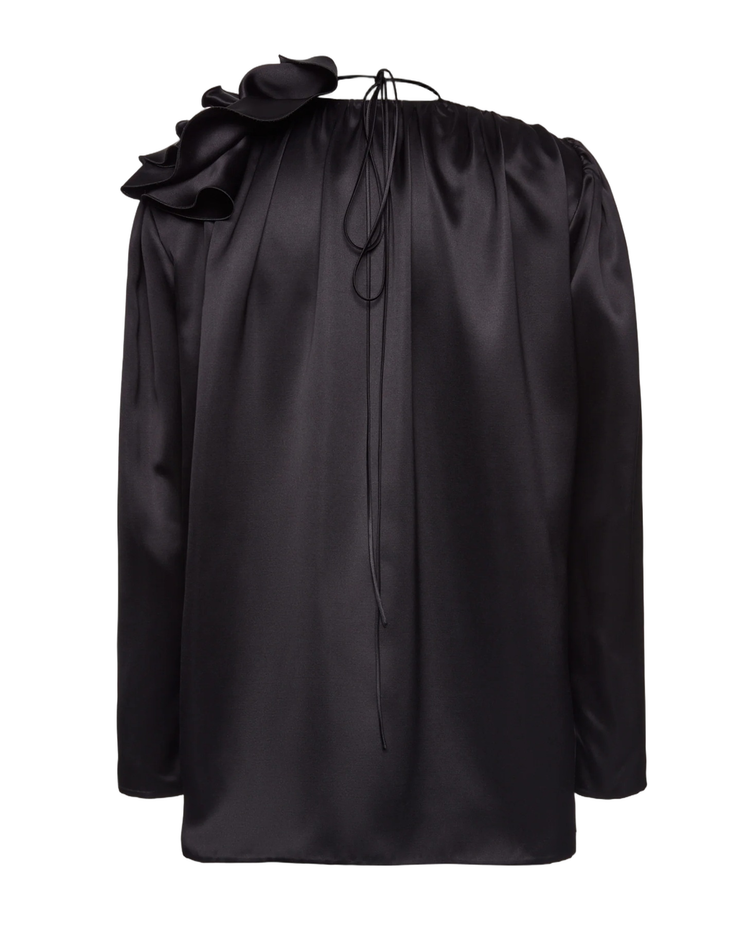 Romantic Black Blouse with V Neckline