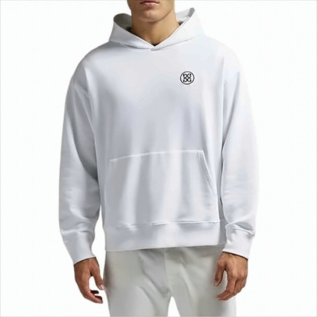 Minimalist White Hoodie With Circular Logo