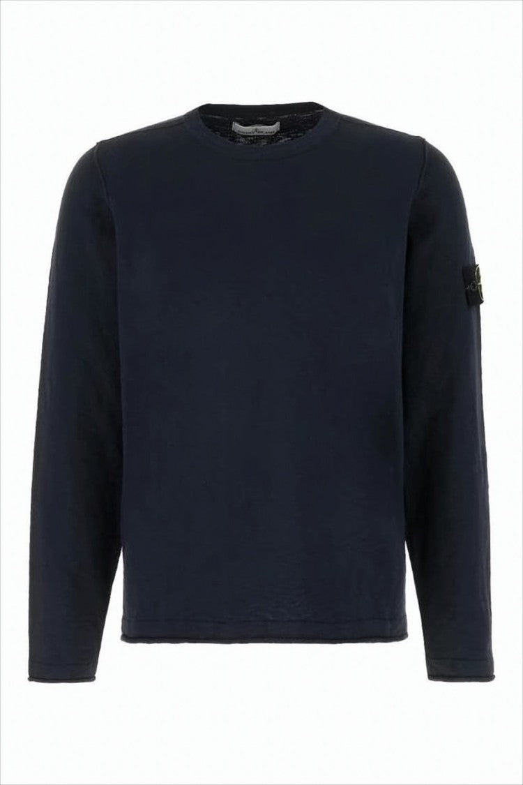 Relaxed Fit Black Sweater with Crew Neck Design
