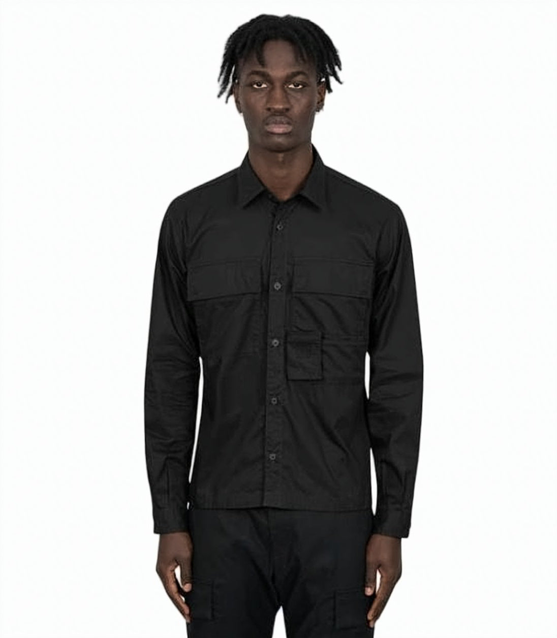 Long-Sleeve Utilitarian Shirt with Classic Collar