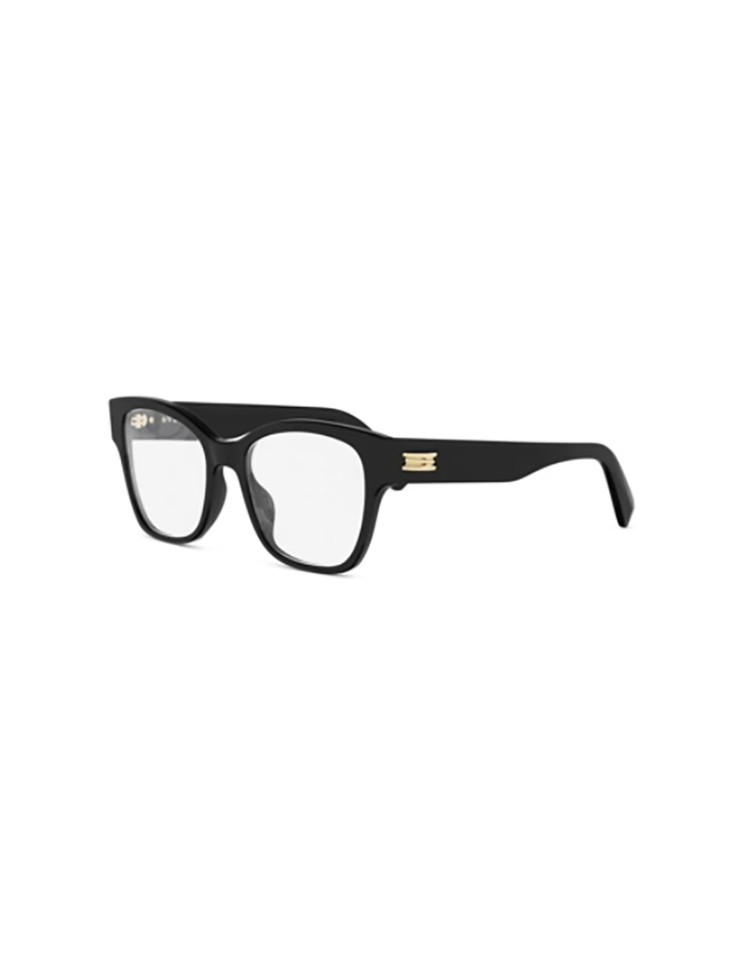 Rectangular Black Eyeglasses with Gold Accents