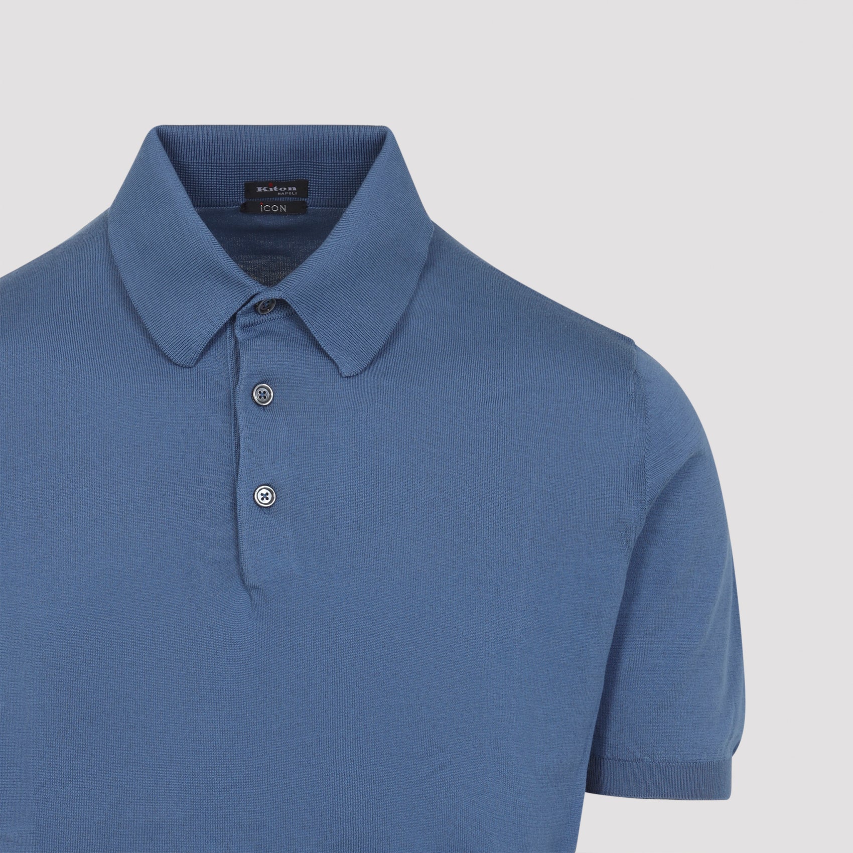 Fitted Blue Cotton Polo Shirt