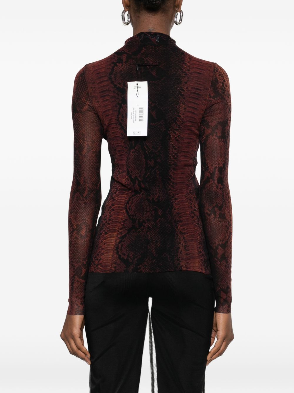 Fitted Long-Sleeved Top with Snake Print