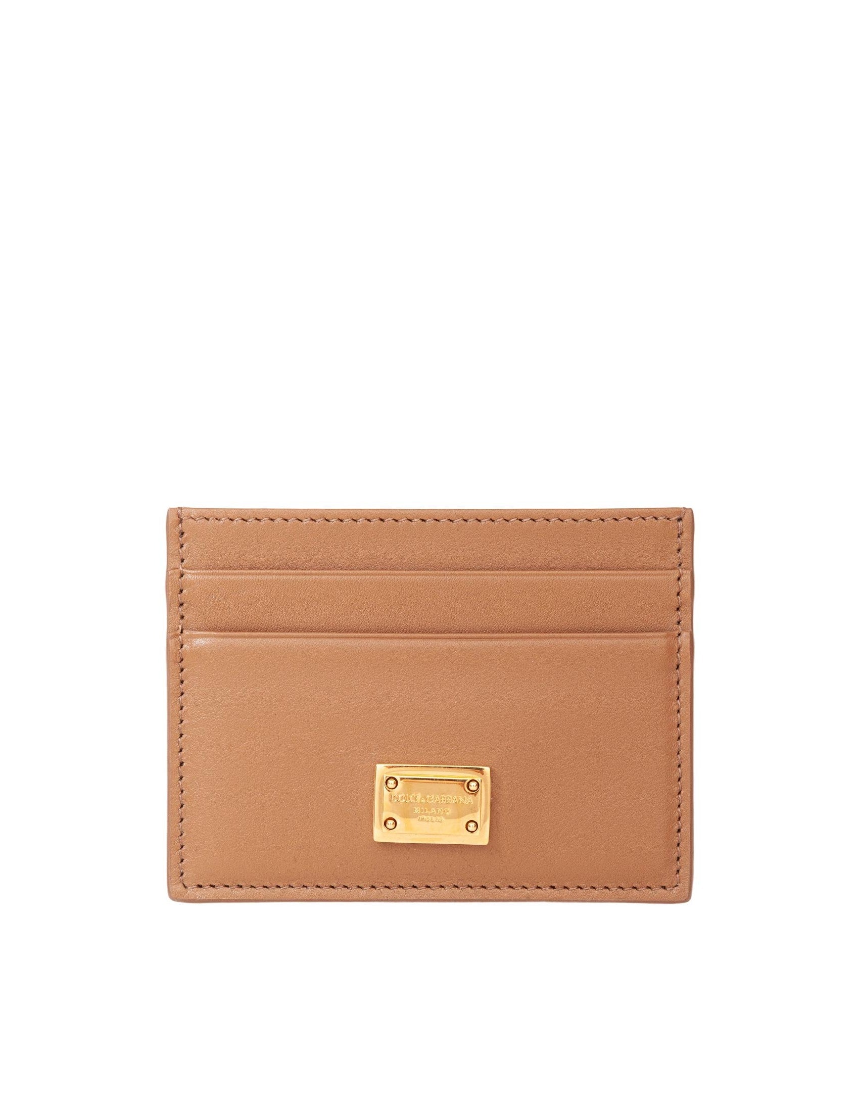 Caramel Color Plonge Calfskin Card Holder