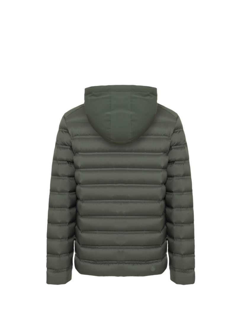 Quilted Down Jacket with Stretch Inserts