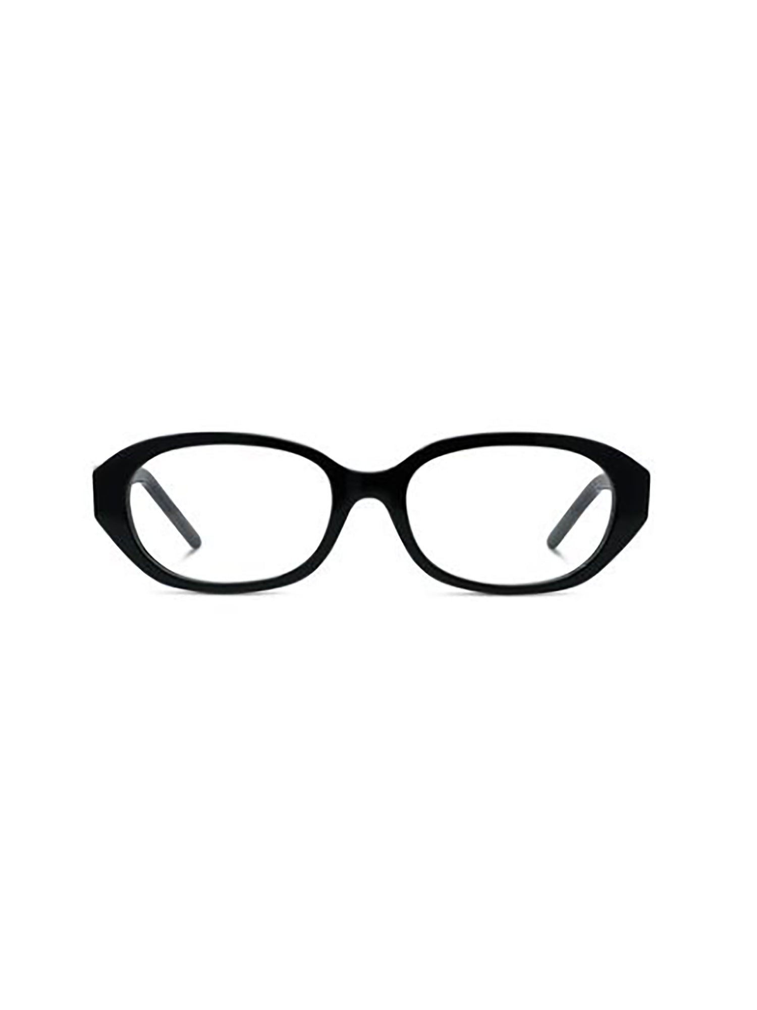 Narrow Oval Frame Eyeglasses with Gold-Tone Logo Detail