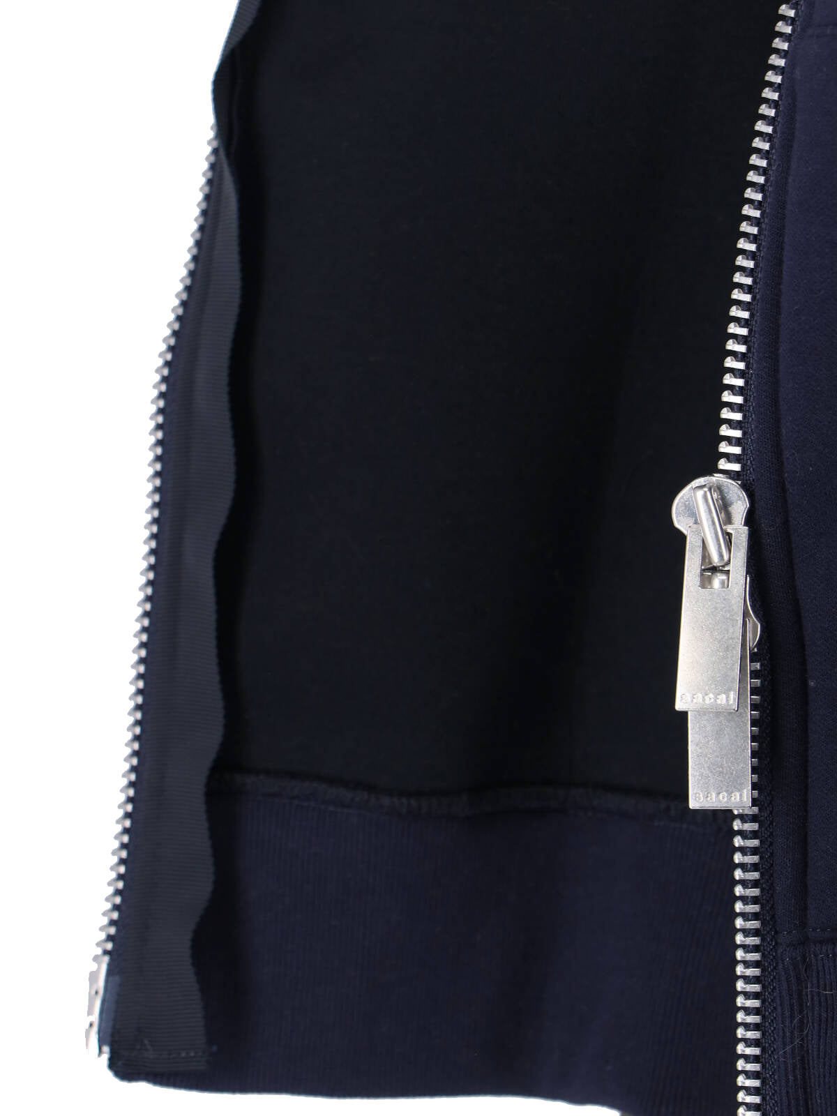 Navy/Green Double Zip Fabric Hoodie