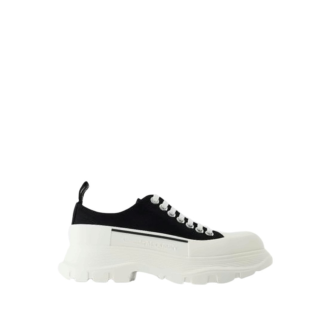 Black Cotton Sneakers with White Rubber Sole