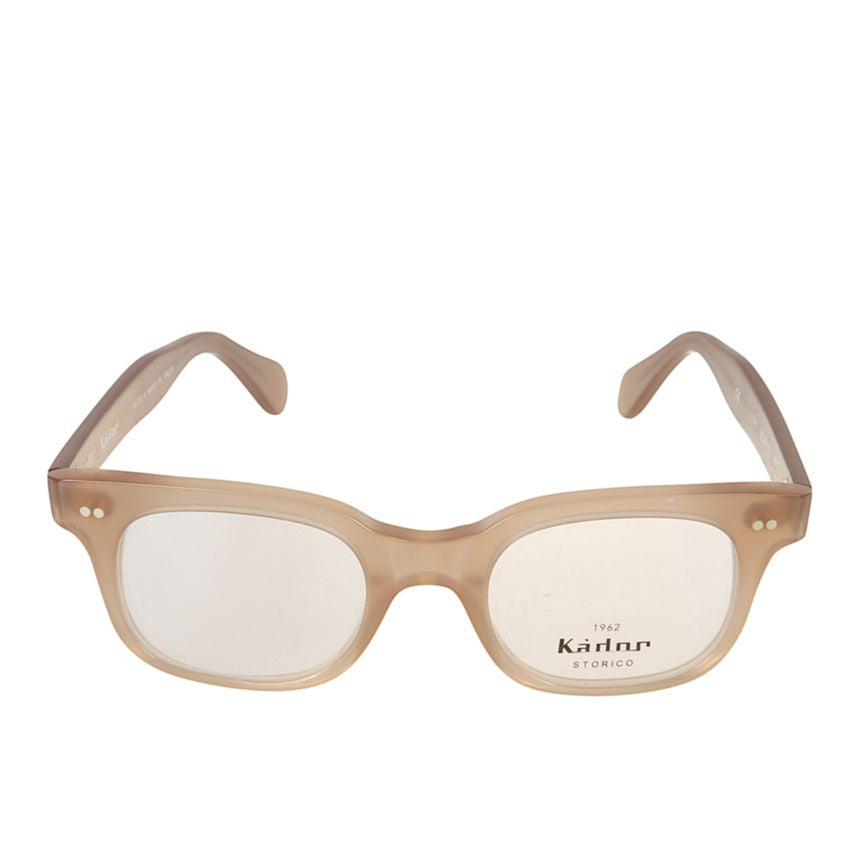 Kayo Translucent Beige Rectangular Eyeglasses with Metallic Rivet Details