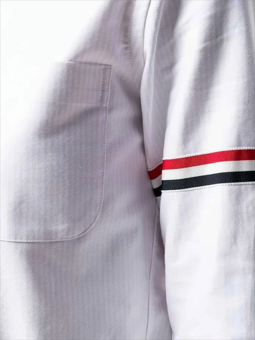 Classic Button-Down Shirt with Striped Arm Bands