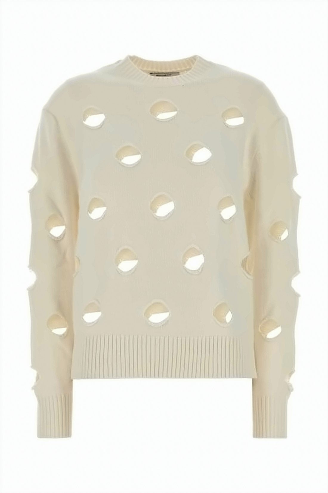 Cropped Boxy Knit Sweater With Cut-Out Detailing