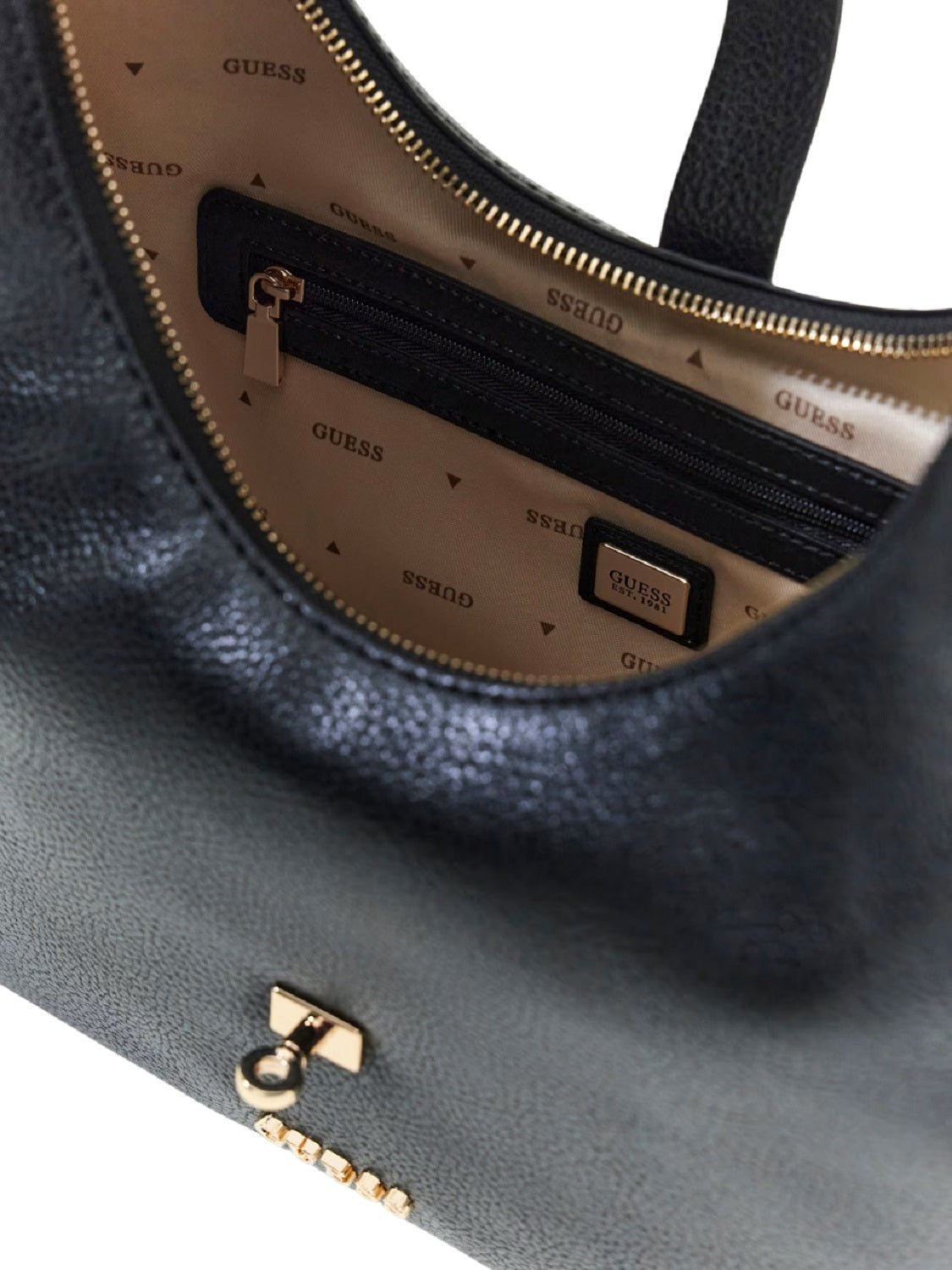 Faux Leather Zip Shoulder Bag