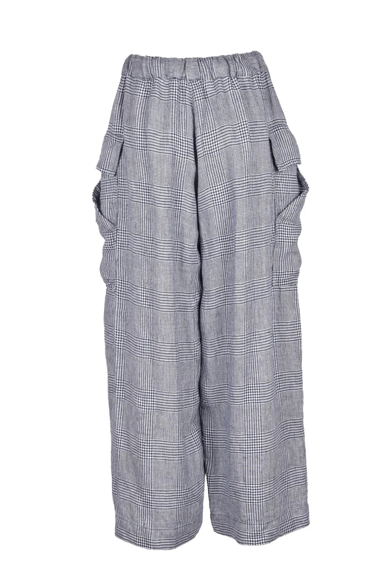 Wide Leg Cargo Trousers - Blue/White