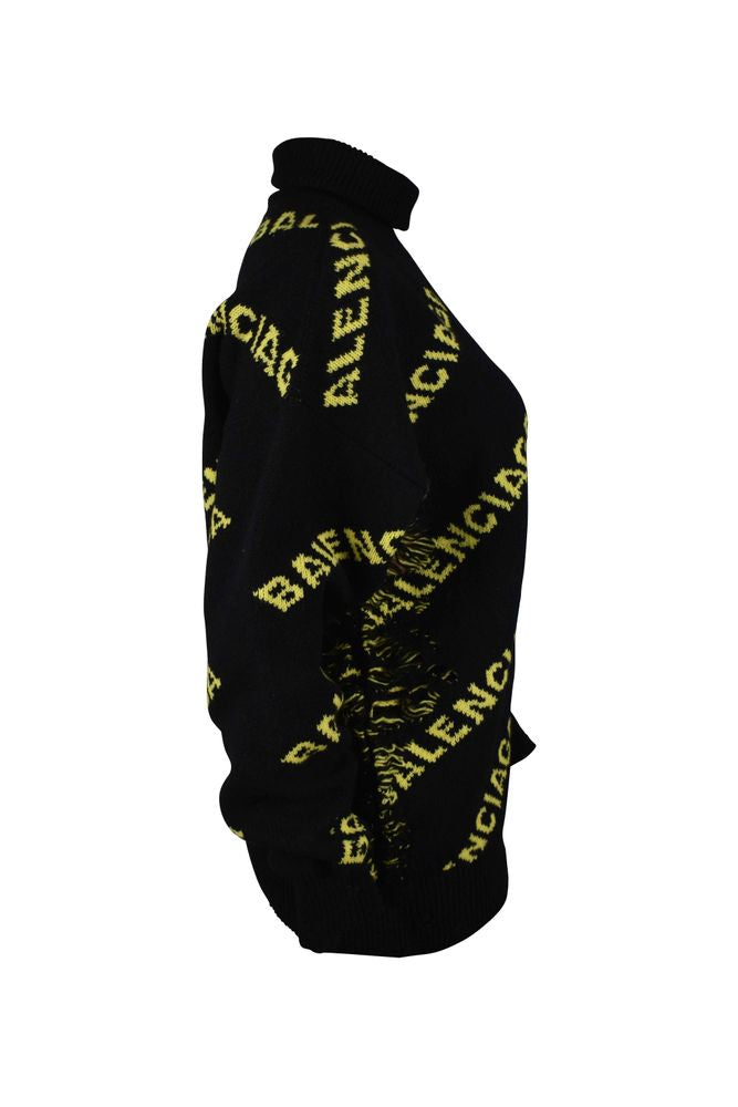 Distressed Knit Sweater With Turtleneck