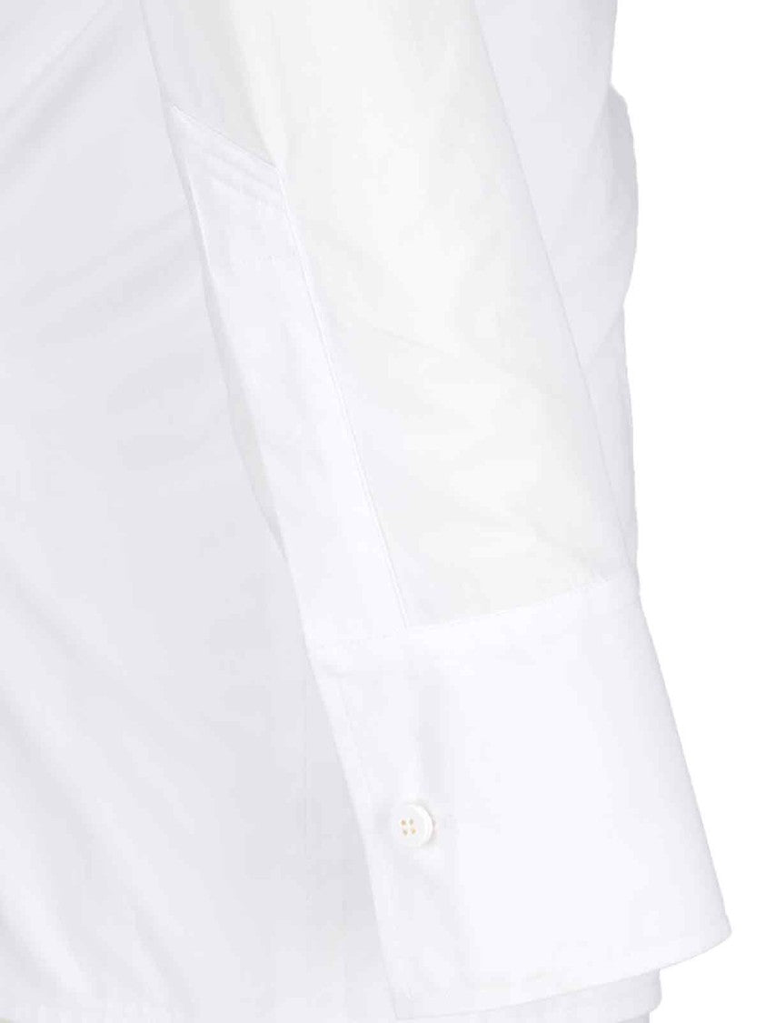 Draped Mini Shirt Dress – White