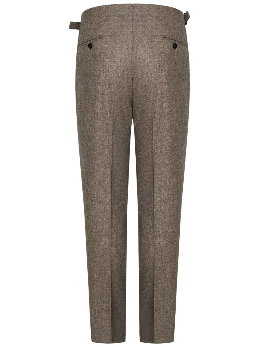 Beige Tailored Trousers With Exquisite Detailing
