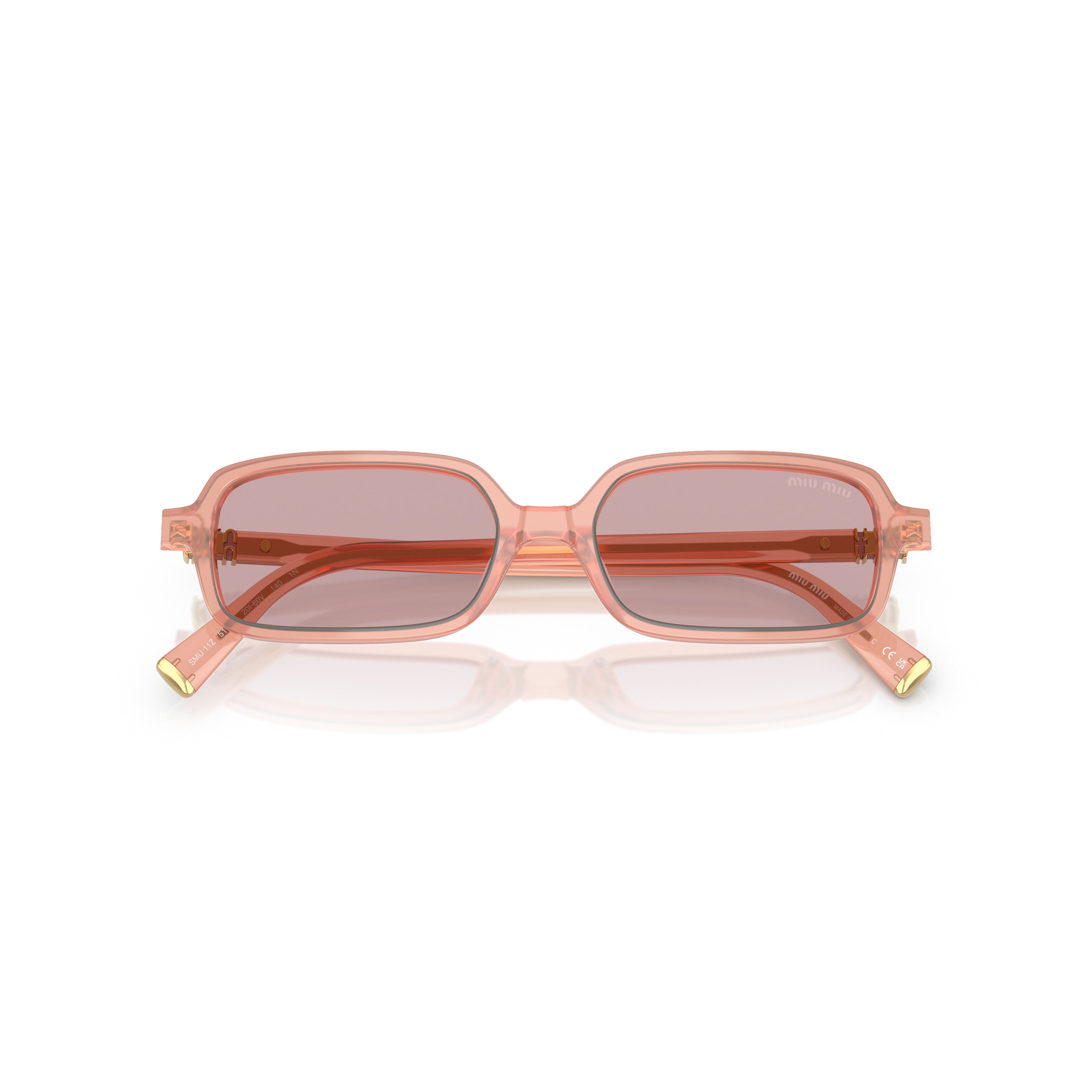 0mu 11zs Translucent Peach Rectangular Sunglasses